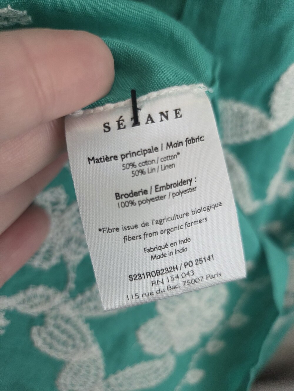 Sezane Sabine Dress in Ecru/Green size 38 NWT - Picture 8 of 11